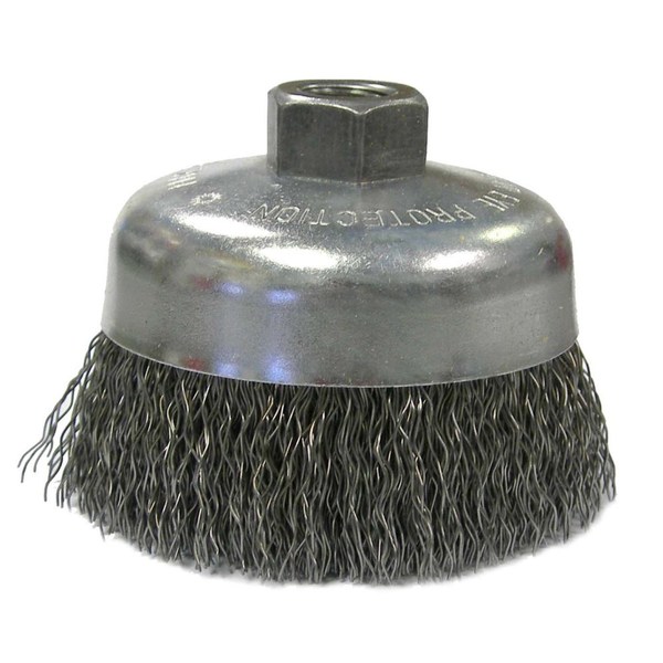 Weiler Wolverine 6" Crimped Wire Cup Brush .020" Steel Fill 5/8"-11 UNC Nut 36237